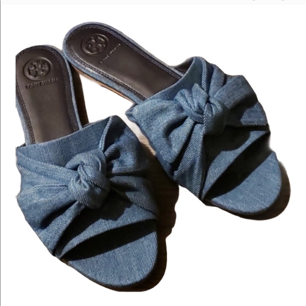 TORY BURCH Annabelle Bow Slide Denim Chamb… - Picture 14 of 15